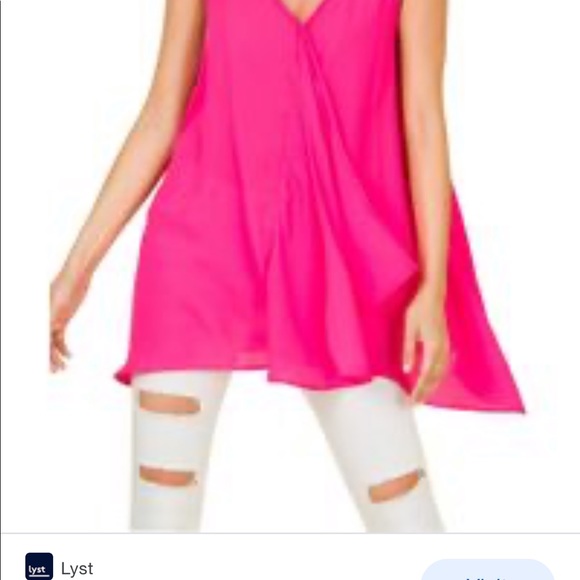 Olivia Pratt Surplice High Low Tank Pink - Picture 4 of 4